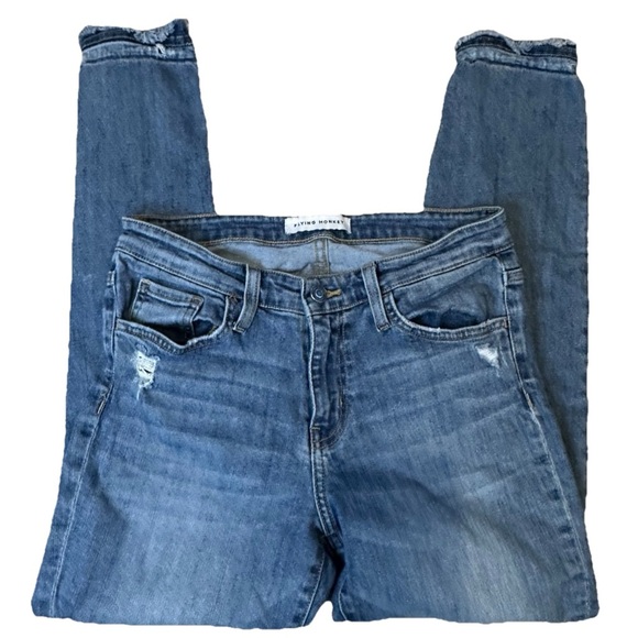 Flying‎ Monkey Women’s Mid Rise Raw Hem Distressed Skinny Jeans Size 27 - Picture 1 of 7